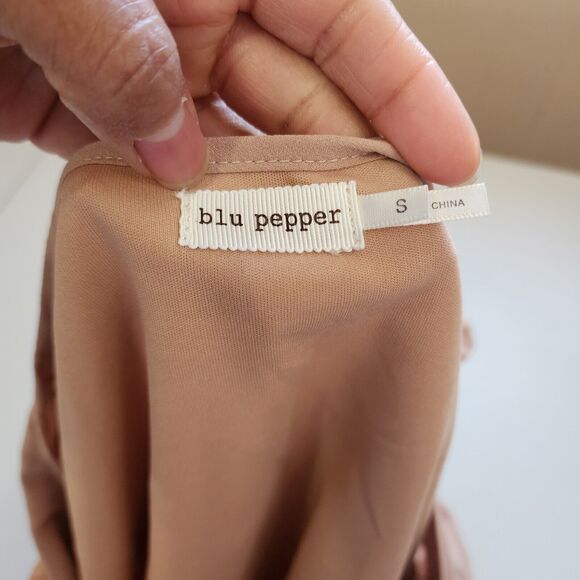 Blu Pepper For Anthropologie Dress Womens Small Brown Embroidered Flutter Sleeve - Picture 4 of 8